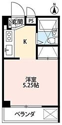 関間マンション 1Kの間取図画像