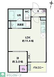 川越市大字的場アパート 1LDKの間取図画像