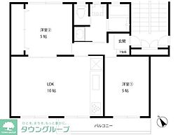 UR都市機構入間黒須団地6号棟 2LDKの間取図画像