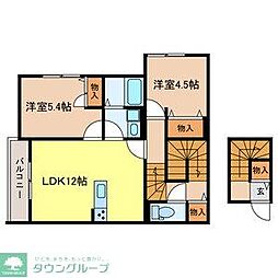 川越市南大塚4丁目アパート 2LDKの間取図画像
