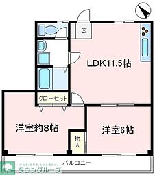 ドエリングフラッツ 2LDKの間取図画像