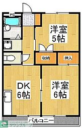 サンロードハイム2号館 2DKの間取図画像