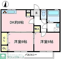 ガーデン・ヒルズ 2DKの間取図画像