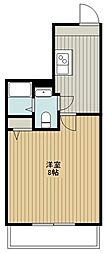 ヒルズ東町 1Kの間取図画像