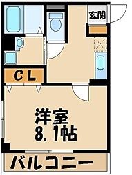 ライゼイヅミヤI 1Kの間取図画像