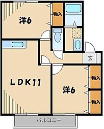 メイプルタウン川越的場F 2LDKの間取図画像