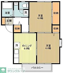 アクシオン芦山 2DKの間取図画像
