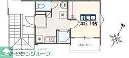 狭山市中央4丁目アパート 1Kの間取図画像