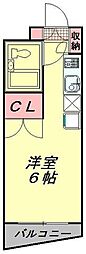 ポルシェ的場 ワンルームの間取図画像