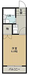 AADO所沢 1Kの間取図画像