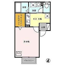 ルミエール 1Kの間取図画像