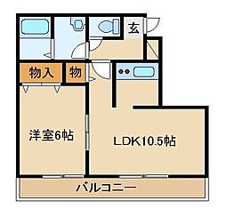 ダイナルかの 1LDKの間取図画像