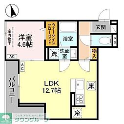 (仮称)D-Sereno小手指 1LDKの間取図画像