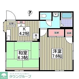サンリバー・K 2DKの間取図画像