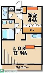 グリーンハイムC 1LDKの間取図画像