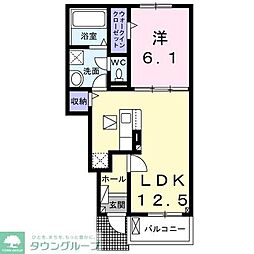 グラン笹井B 1LDKの間取図画像