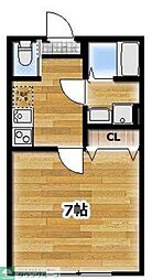坂戸市千代田4丁目アパート 1Kの間取図画像