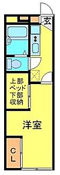 レオパレス流鏑馬 2階1Kの間取り