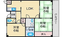 若園ハイツ 3LDKの間取図画像