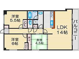 パセオ南茨木 3LDKの間取図画像