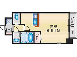 ロイス南茨木 1Kの間取図画像