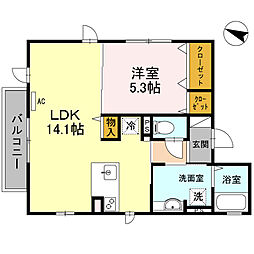 オークオオタ3 1LDKの間取図画像