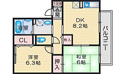 グランメール 2DKの間取図画像