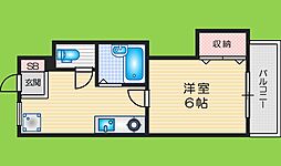 プリミエール高槻 1Kの間取図画像