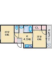 グリーンハイム 2DKの間取図画像