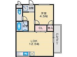 マンション一里塚 1Kの間取図画像