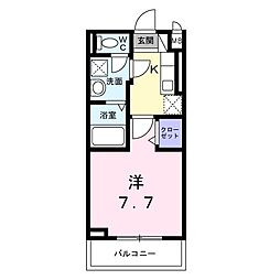 カーサモデルノ南摂津 1Kの間取図画像