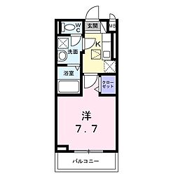 カーサモデルノ南摂津 1Kの間取図画像