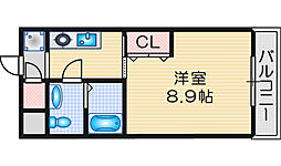 パストラル西中条 1Kの間取図画像