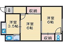 中里文化3棟 2Kの間取図画像