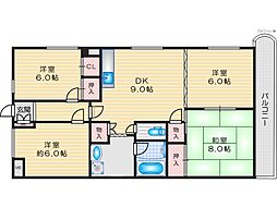 南平台ヤタヒルズ 4DKの間取図画像