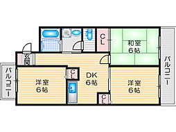 モンテサイドハイツB 3DKの間取図画像
