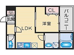 茨木市下穂積2丁目アパート 1LDKの間取図画像