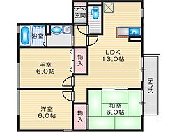 ガーデンビレッジB 3LDKの間取図画像