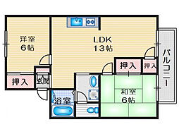 メゾンアサヒ2 2LDKの間取図画像