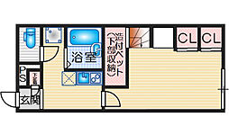 ピア高槻 1Kの間取図画像