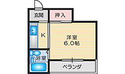 ル・サンキエ ワンルームの間取図画像