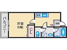 アムール千里丘 1Kの間取図画像