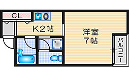 サウスウィング 1Kの間取図画像