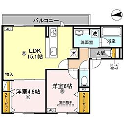 D-residence南茨木II 2LDKの間取図画像