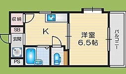 MIOビル芥川 1Kの間取図画像