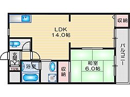 ハイツヤハタ 1LDKの間取図画像