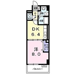 ハックベリー茨木南 1DKの間取図画像