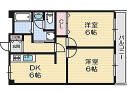 パークハイツミシマ 2DKの間取図画像