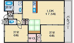 レクエルド藤 2LDKの間取図画像