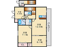 グランヴェルデ高槻 3LDKの間取図画像